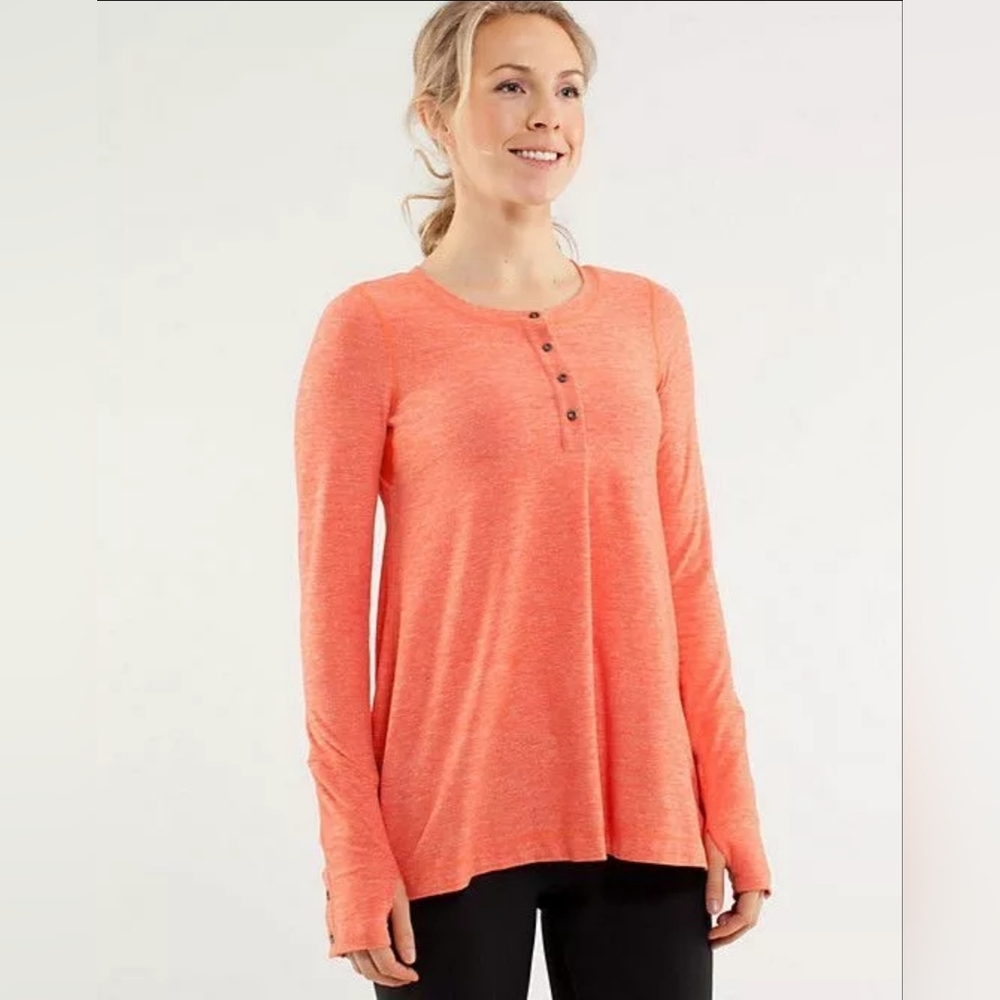 Lululemon Ride On Henley Dazzling Orange Size 6